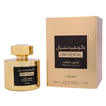 Lattafa Confidential Private Gold EDP Eau de Perfume for Unisex 3.4 Oz 100ml