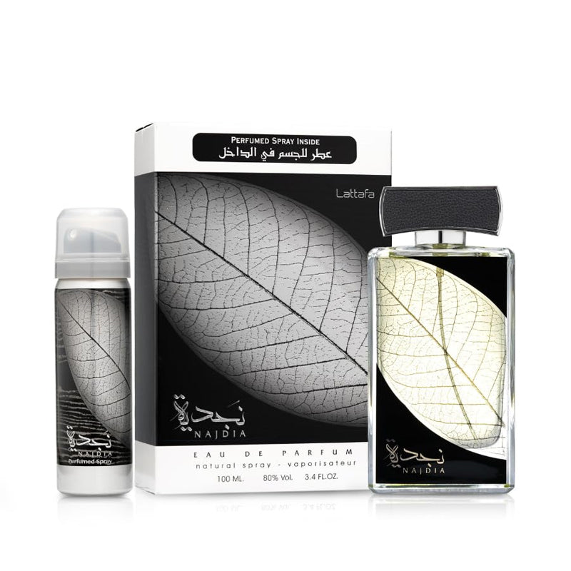 Lattafa Najdia for Men EDP Eau De Parfum mit 1,7 oz Deo 50ml und 3,4 oz Spray 100ml
