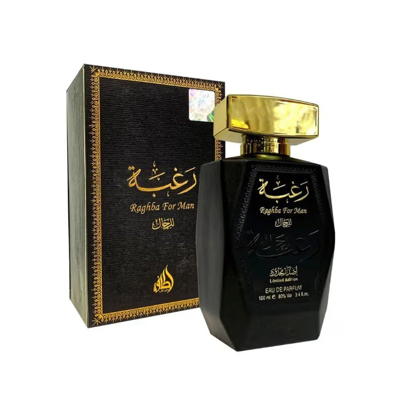 Lattafa Raghba for Man EDP Zerstäuberparfüm mit Deodorant 3,4 Oz 100ml