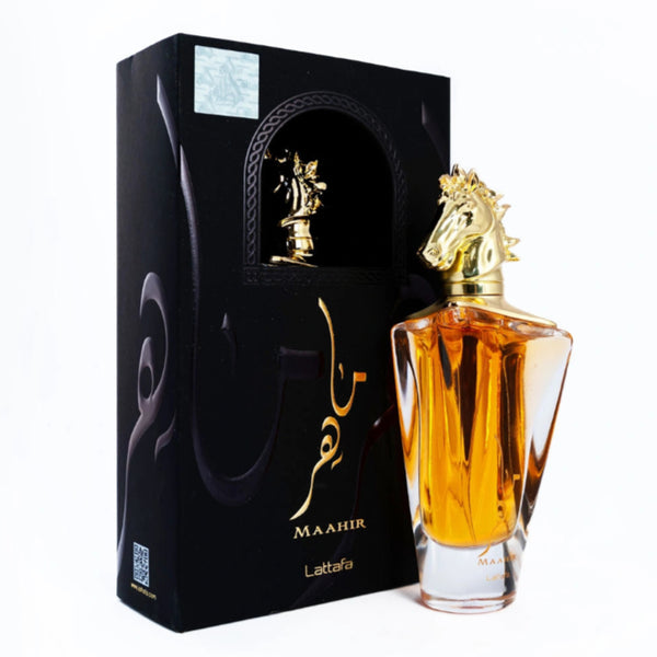 Lattafa Maahir Eau de Parfum für Jeden mit Noten von Bergamotte, roten Beeren 3.4 Oz 100ml