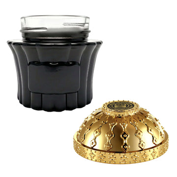 Oud For Grateness Bakhoor 70g - Surrati packaging featuring a black jar and decorative gold lid.